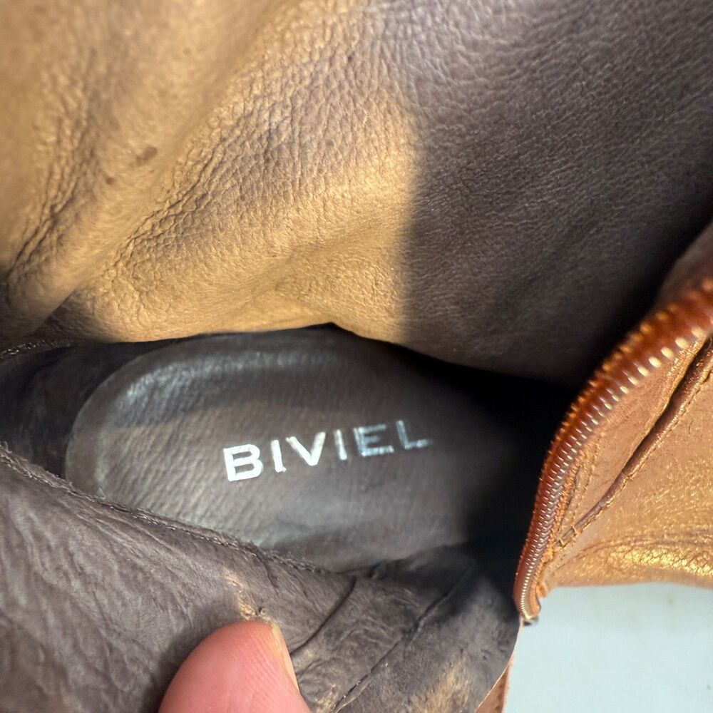 Biviel Leather Heeled Boots Brown Zip Closure Strap Accent Women’s Size 38 EUC- - Picture 11 of 13